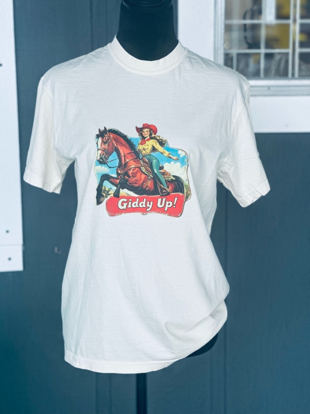 Giddy Up! Comfort Colors Western Graphic Tee in cream